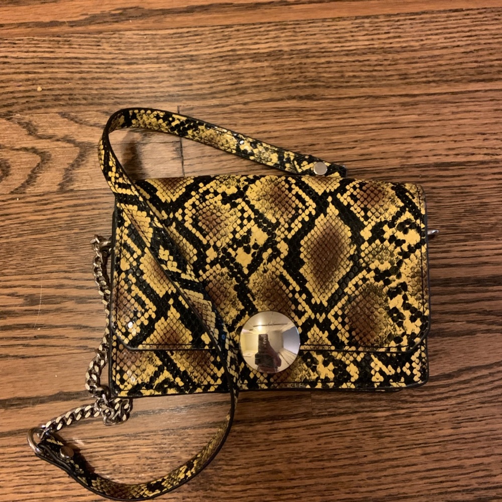Zara Faux Snakeskin Yellow Purse